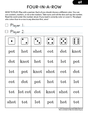 Browse Four in Row Worksheets & Printables | PrimaryLearning.Org
