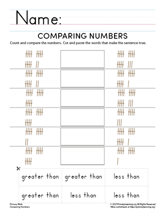 Comparing Numbers with Tally Marks | PrimaryLearning.Org