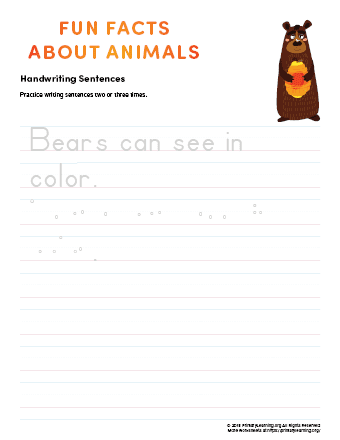 Sentence Writing: Bear | PrimaryLearning.Org