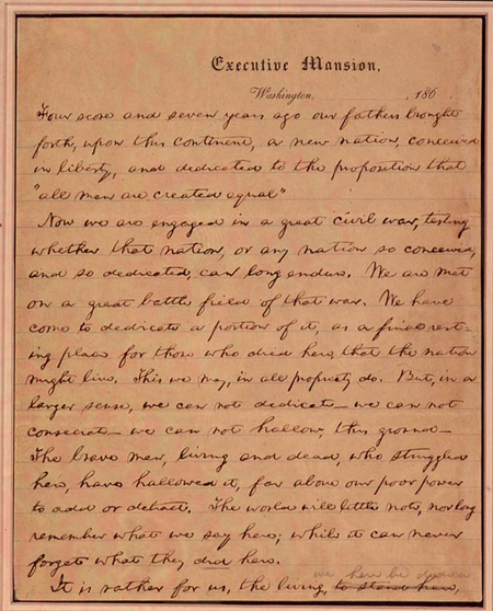 At the time of his influential speech, abraham lincoln was the 16th president of the united states of america. Learning From The Source Gettysburg Address Image Sequencing Citizen U Primary Source Nexus