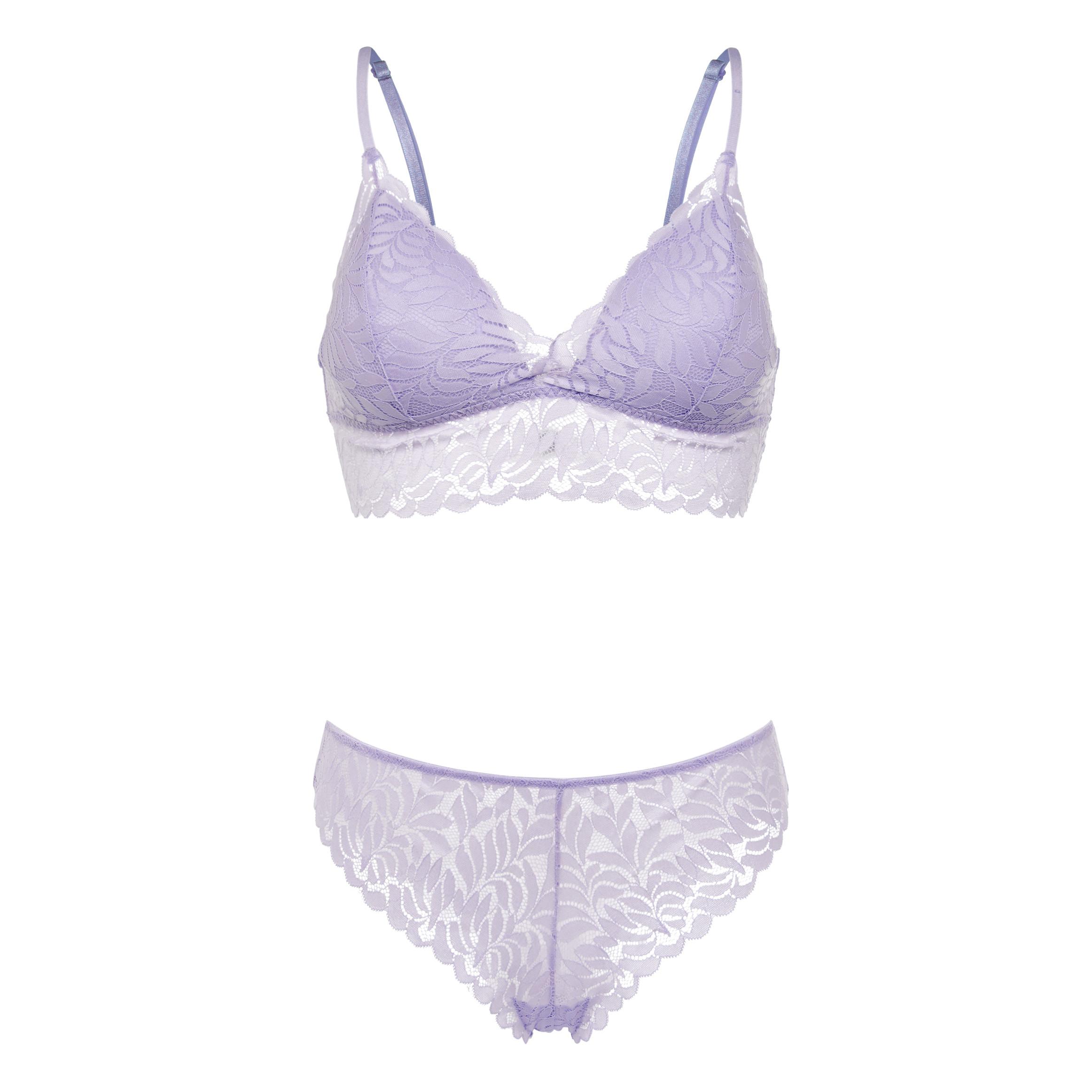 Perfecte service + persoonlijk contact. Lila kanten lingeriesetje met bralette | Lingeriesets
