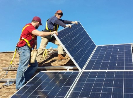 Solar panels installed on a residential roof in Roseville, CA