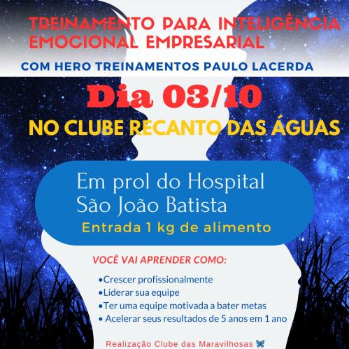 Clube das Maravilhas promove palestra beneficente: divulgação oficial com data, local e pontos abordados na palestra