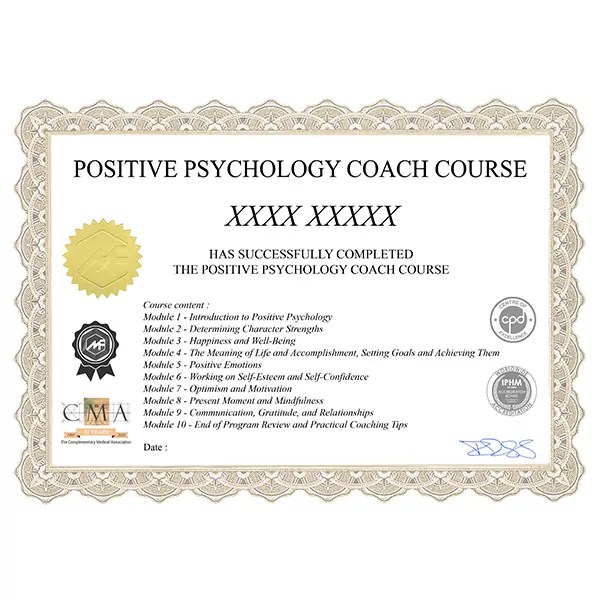 Coupon Official Certificate Positive Psychology PrimoLearn