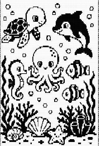 Baby Sea Animals Mosaic Crochet Pattern
