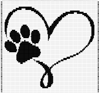 Love Paw Print Mosaic Crochet Pattern