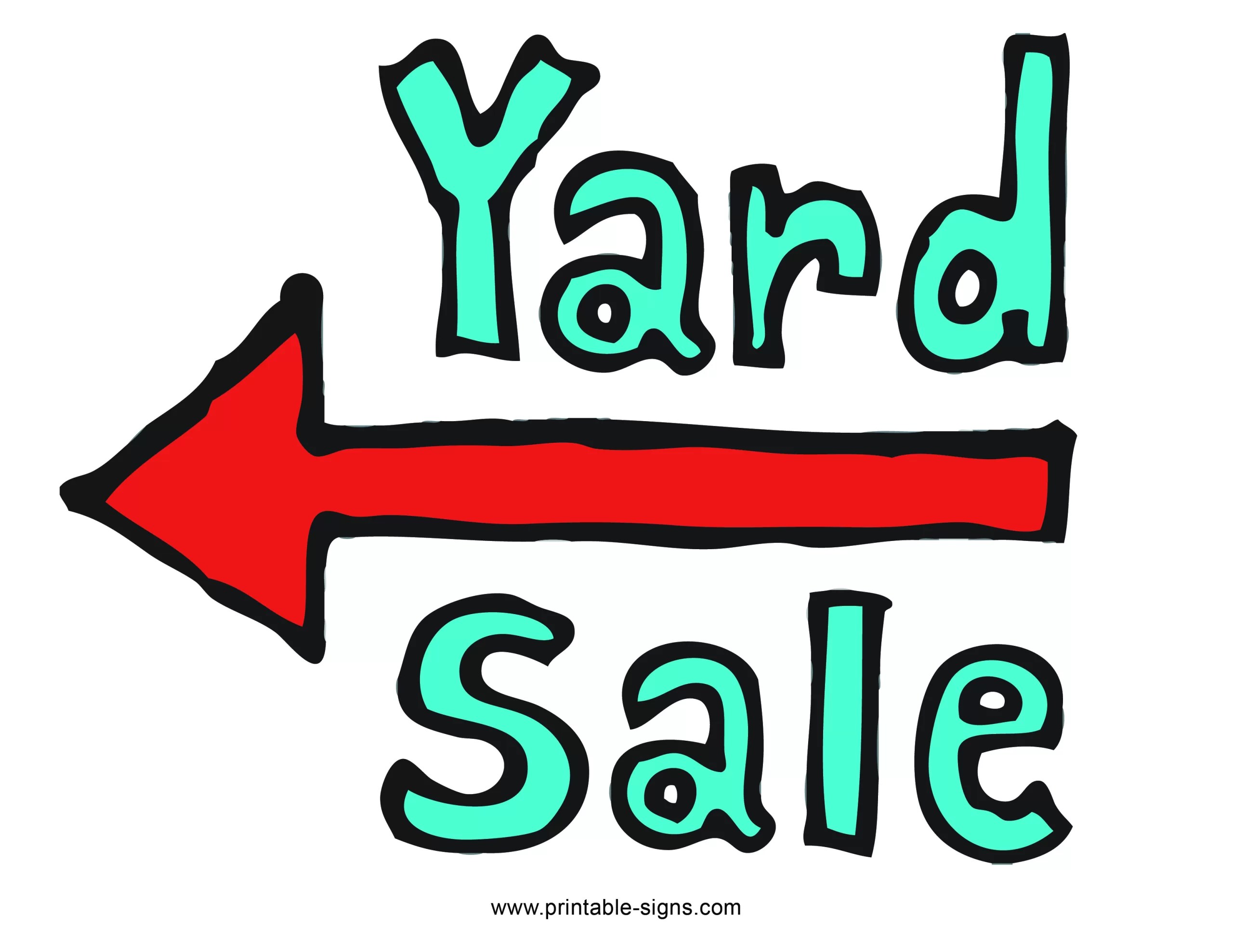 Yard Sale Sign Example Left Arrow