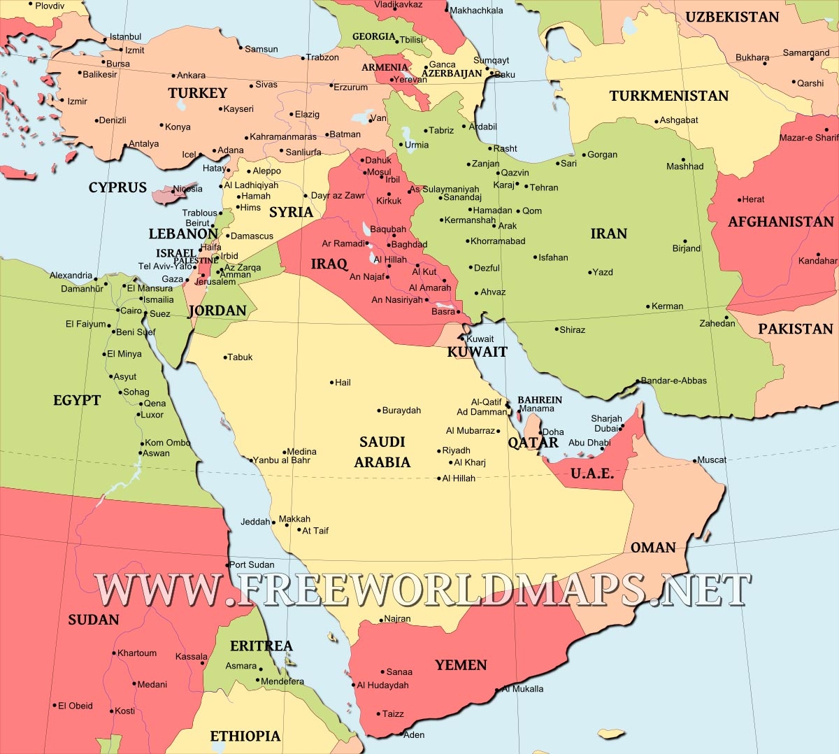 Blank Printable Map Middle East Free Free Printable Template Middle East Map 
