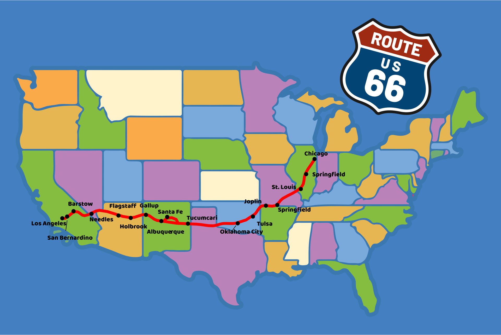 Free Printable Route 66 Printable Route 66 Map 247195 
