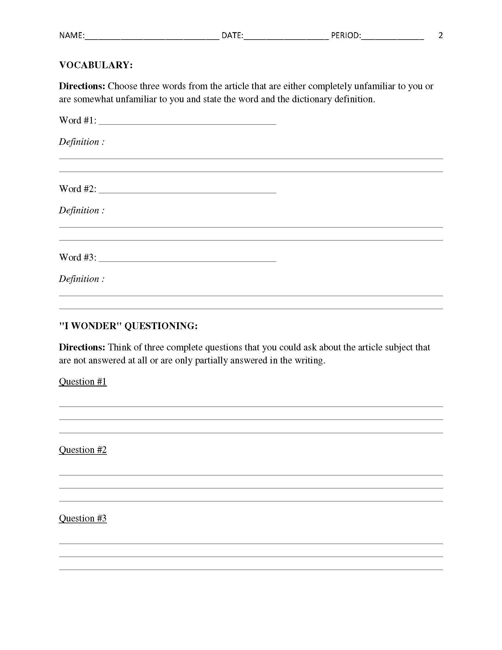 Free printable current events worksheet