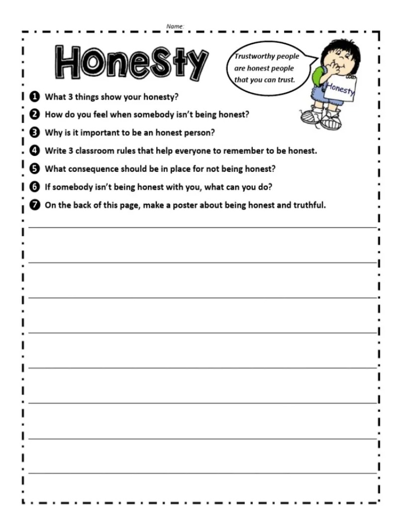 Printable honesty worksheets