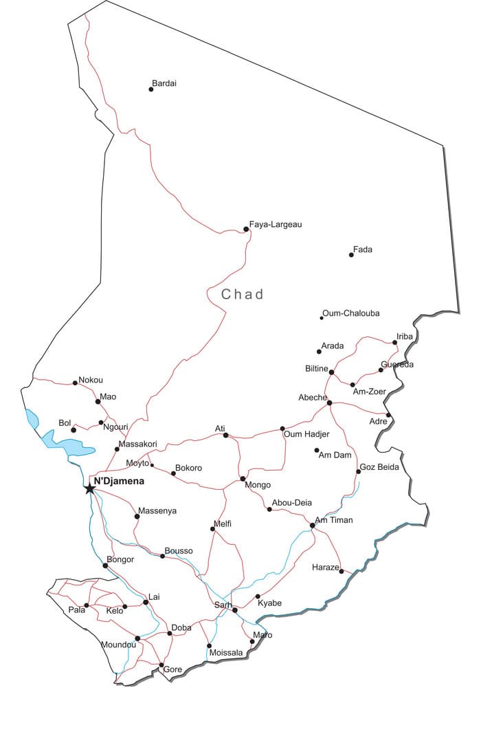 Printable Physical Map Of Chad Free Download And Print For You Printable Chad Political Map 