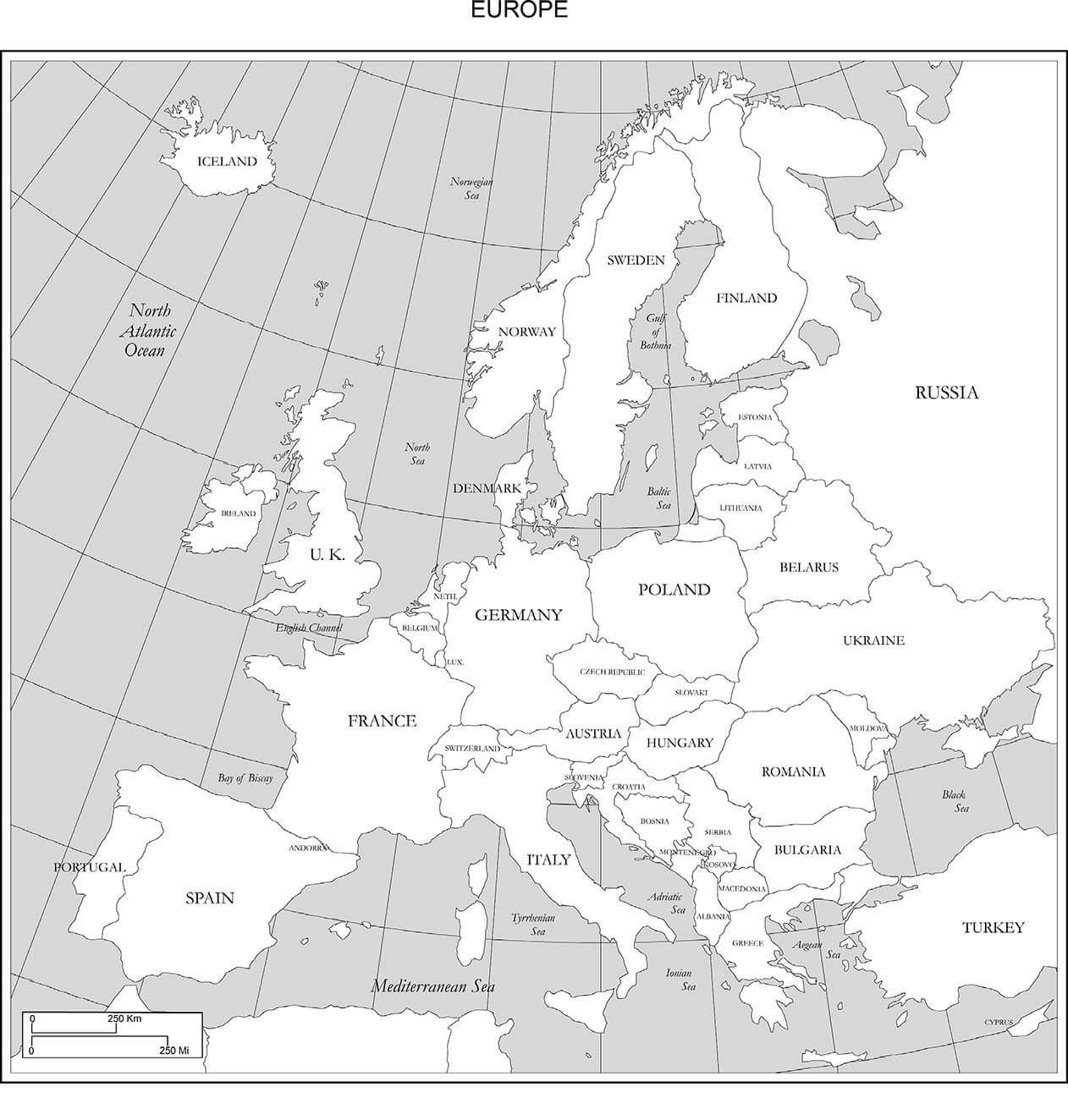 Printable Europe Map Printable Europe Map With Countries 2 