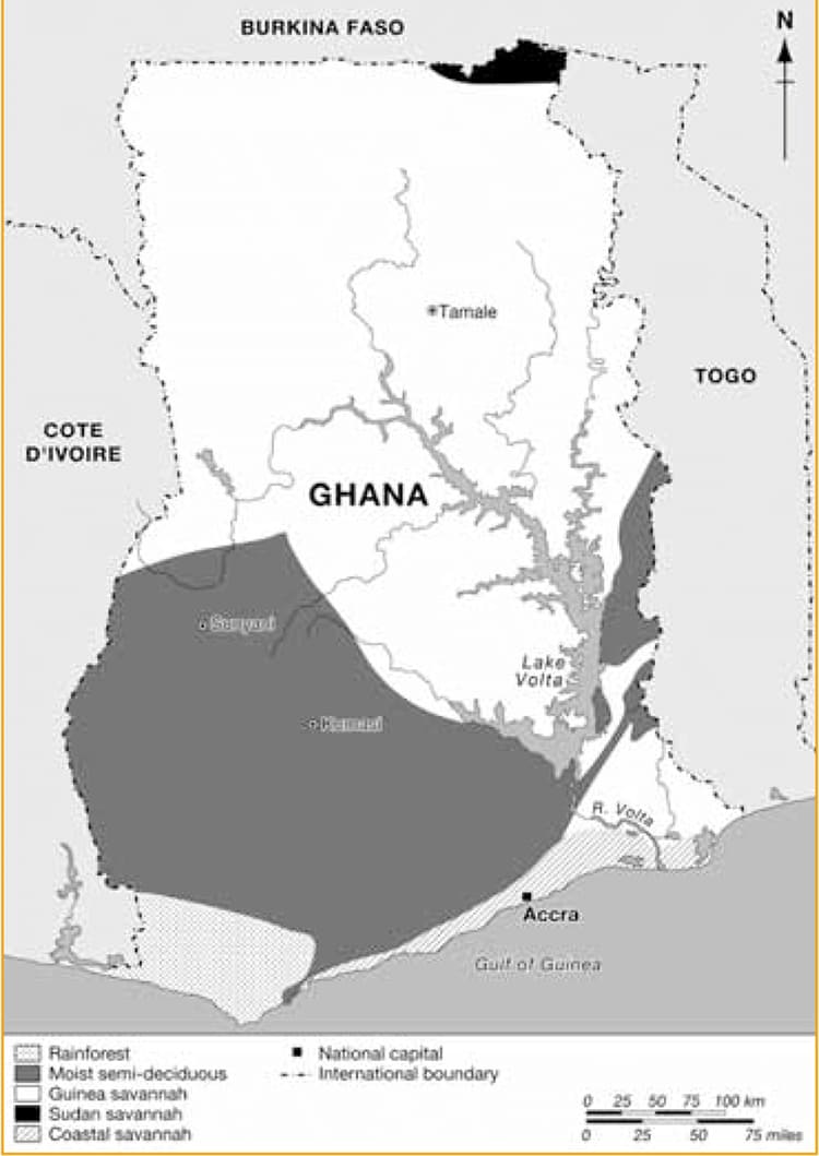 Printable ghana map detailed