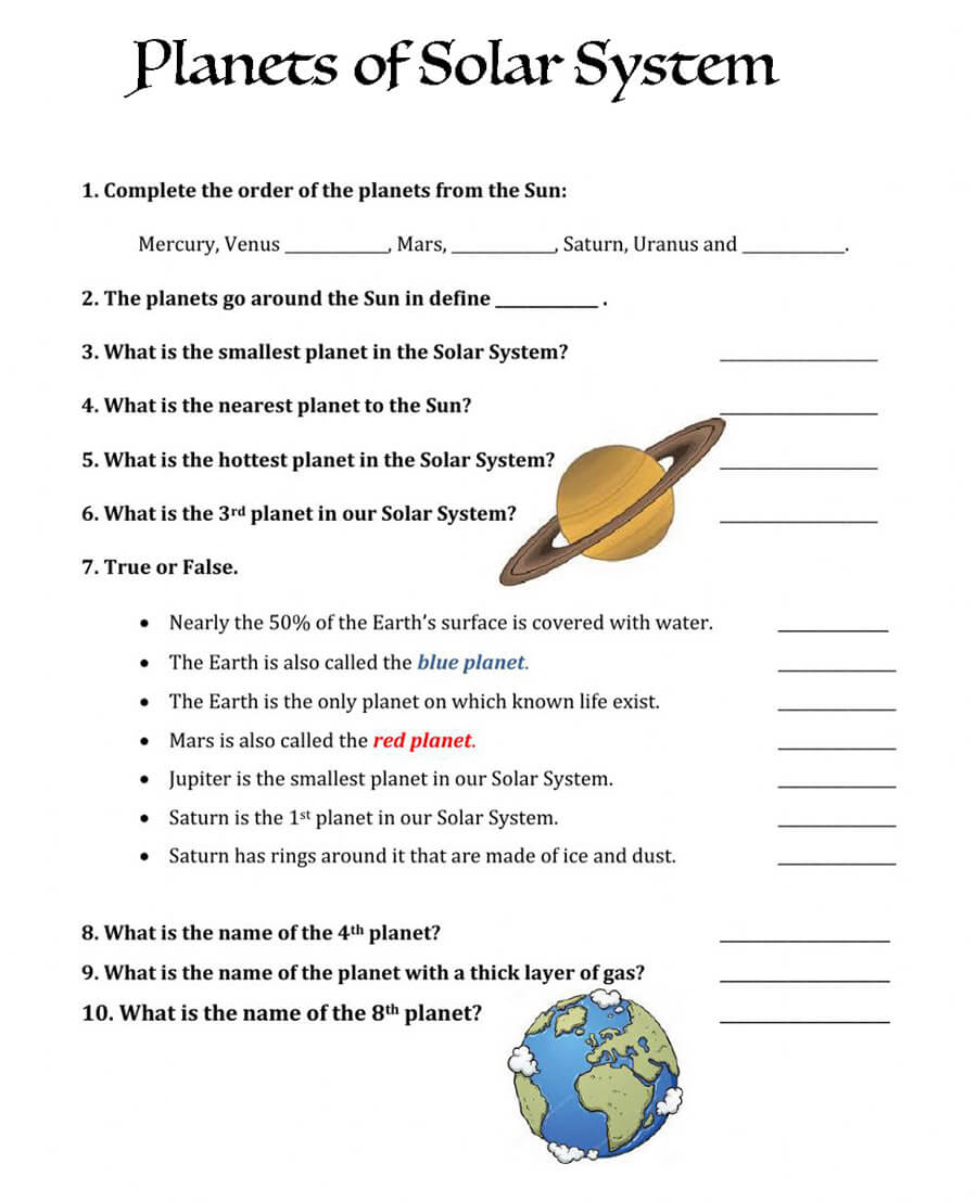 Printable solar system worksheet 6