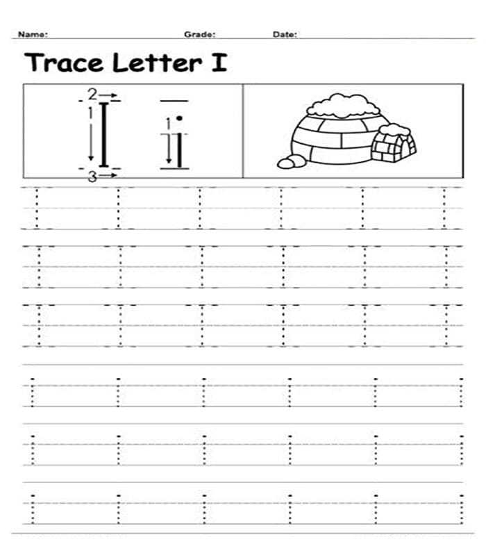 Printable free letter i tracing worksheets