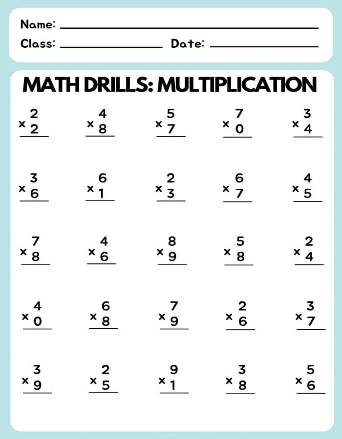 Multiplication Math Sheets Printables Free - Best Minimal Patterns in Mobile