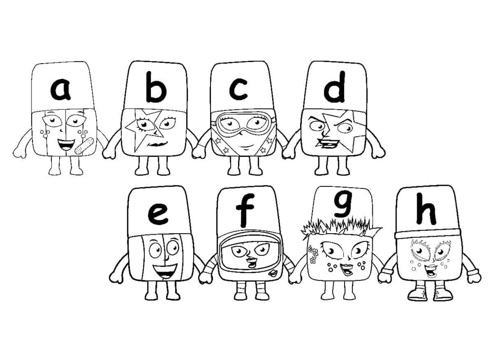 Printable free alphablocks coloring page