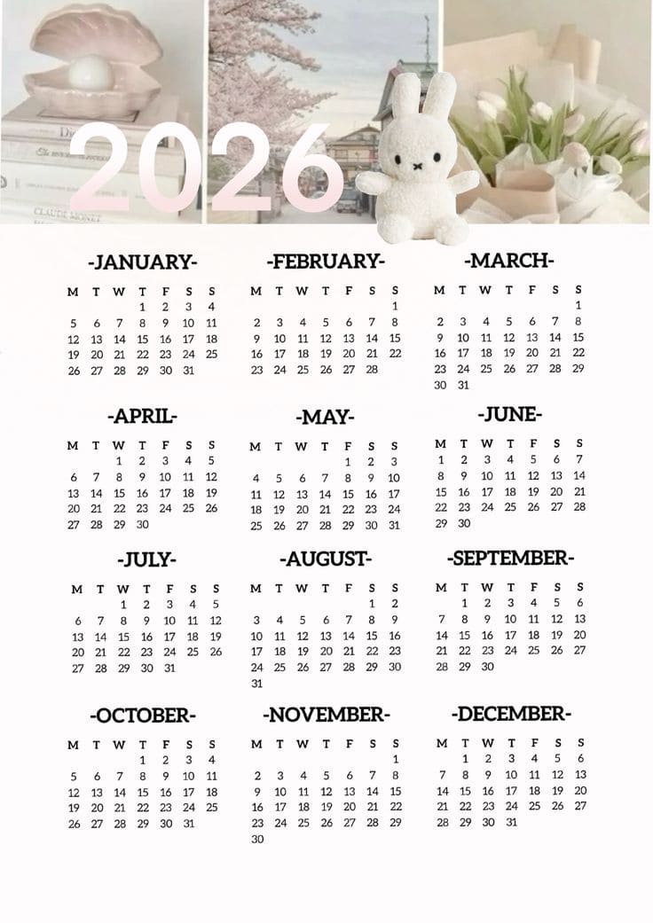 Cute 2026 Calendar Free Download And Print For You Cute 2026 Calendar 