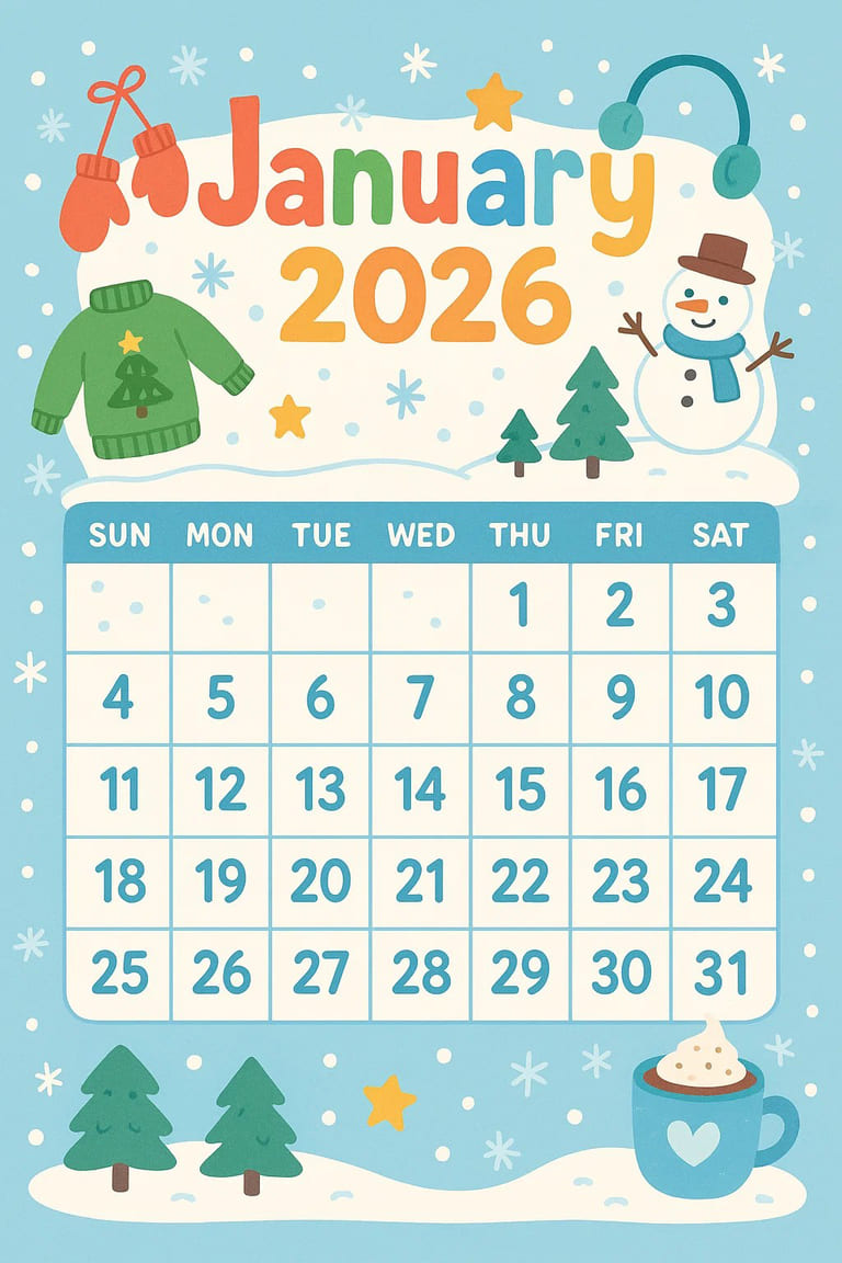 January 2026 Calendar Printable Free Download And Print For You Cute January 2026 Calendar 