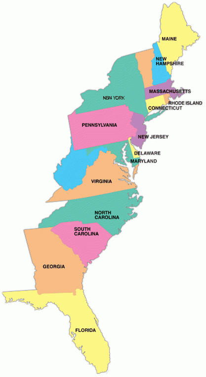 Map Of Eastern Seaboard Of USA Printable Map Of USA Home Port Charts 