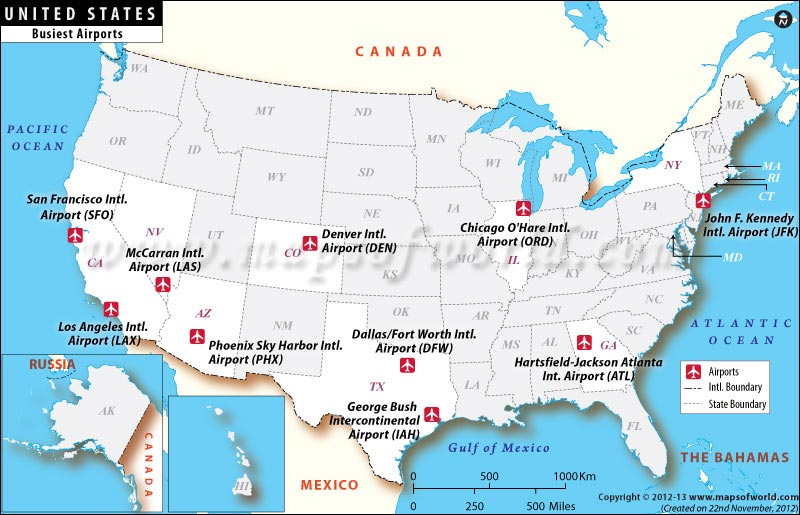 USA Map With Airports Printable Map Of USA Us Map With Airports 
