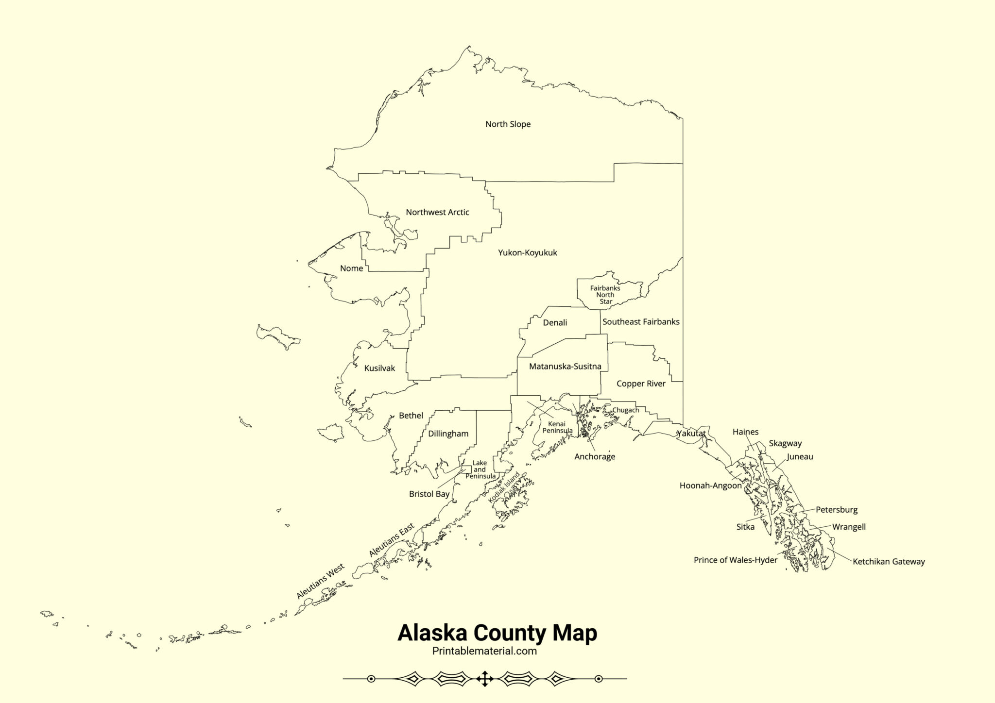 Alaska Map Blank Map Outline Map County Map Printable One For All Alaska County Map 2048x1448 