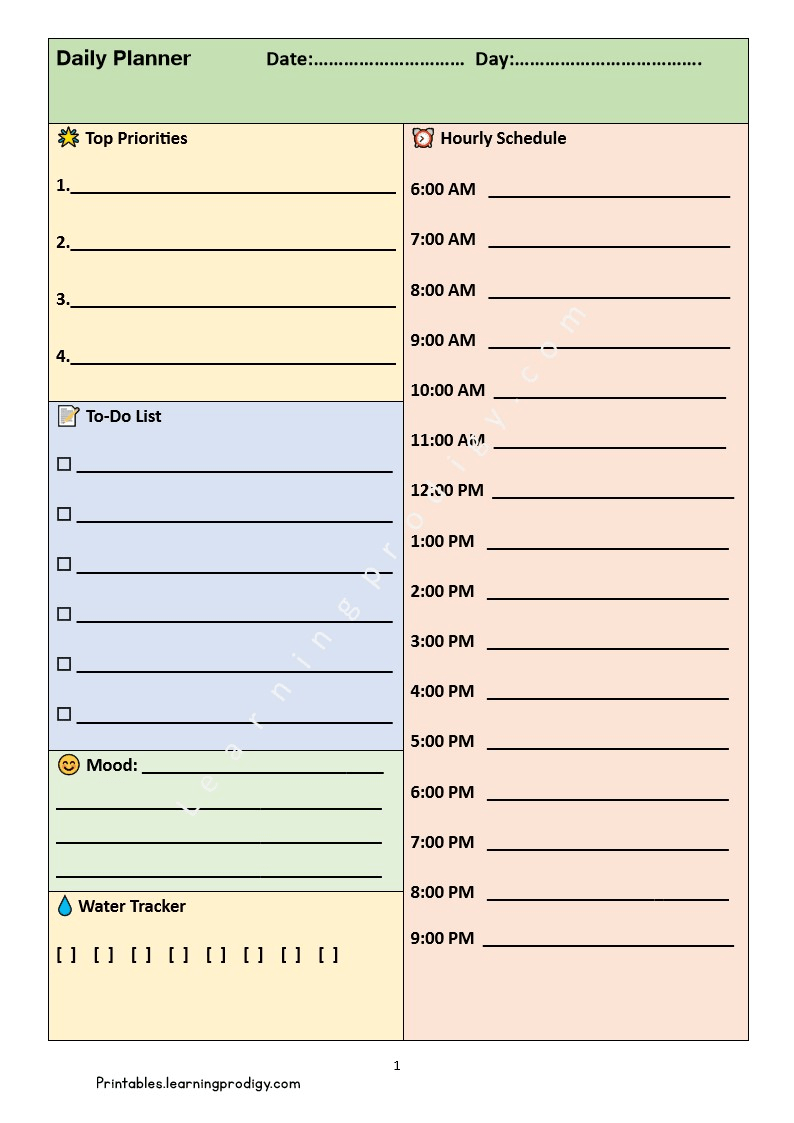 Free Printable Simple Spacious Daily Planner