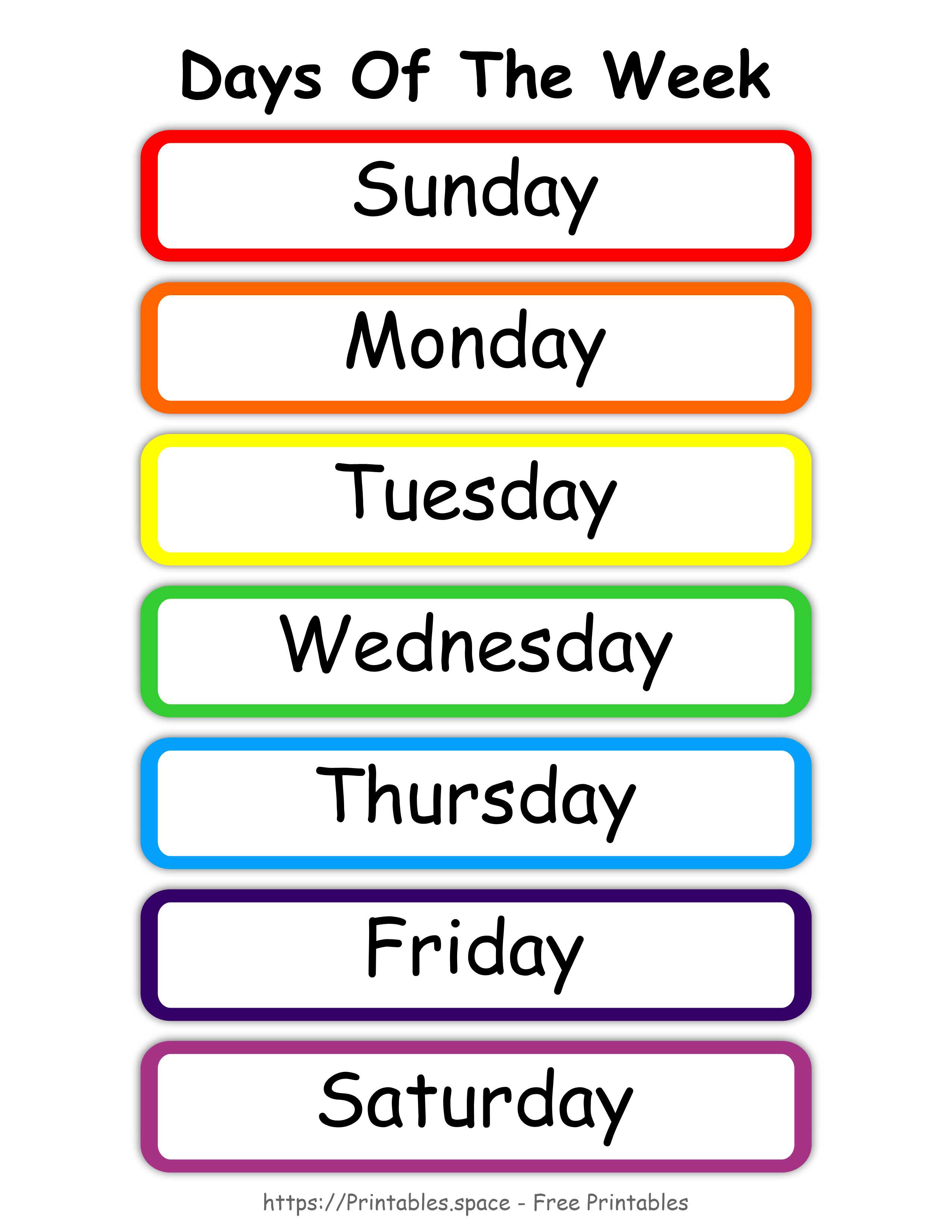 Days of the week visual
