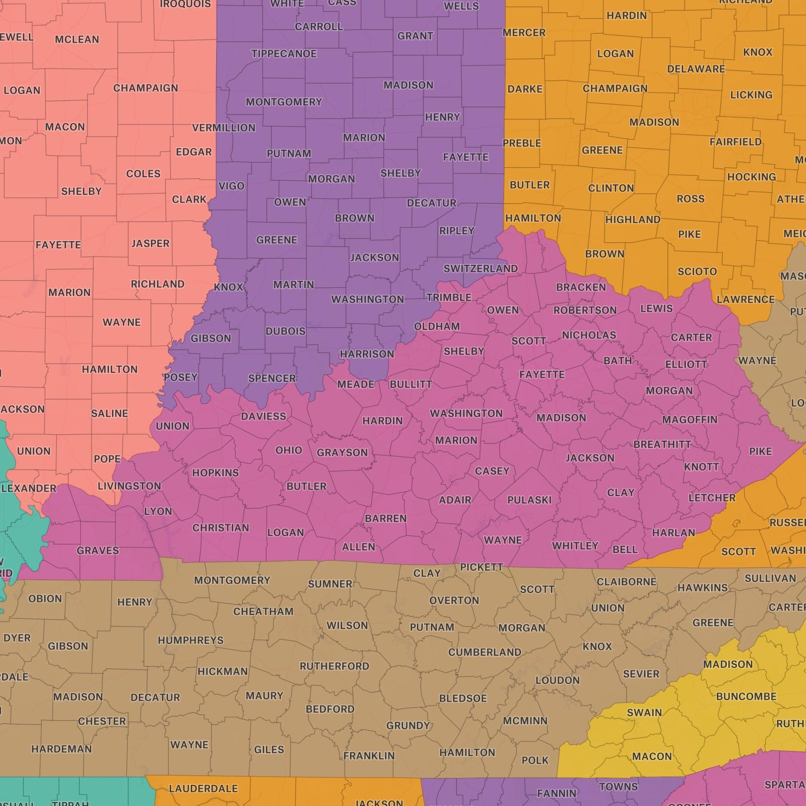 Map Of Counties In Kentucky Printables US Counties In Kentucky 