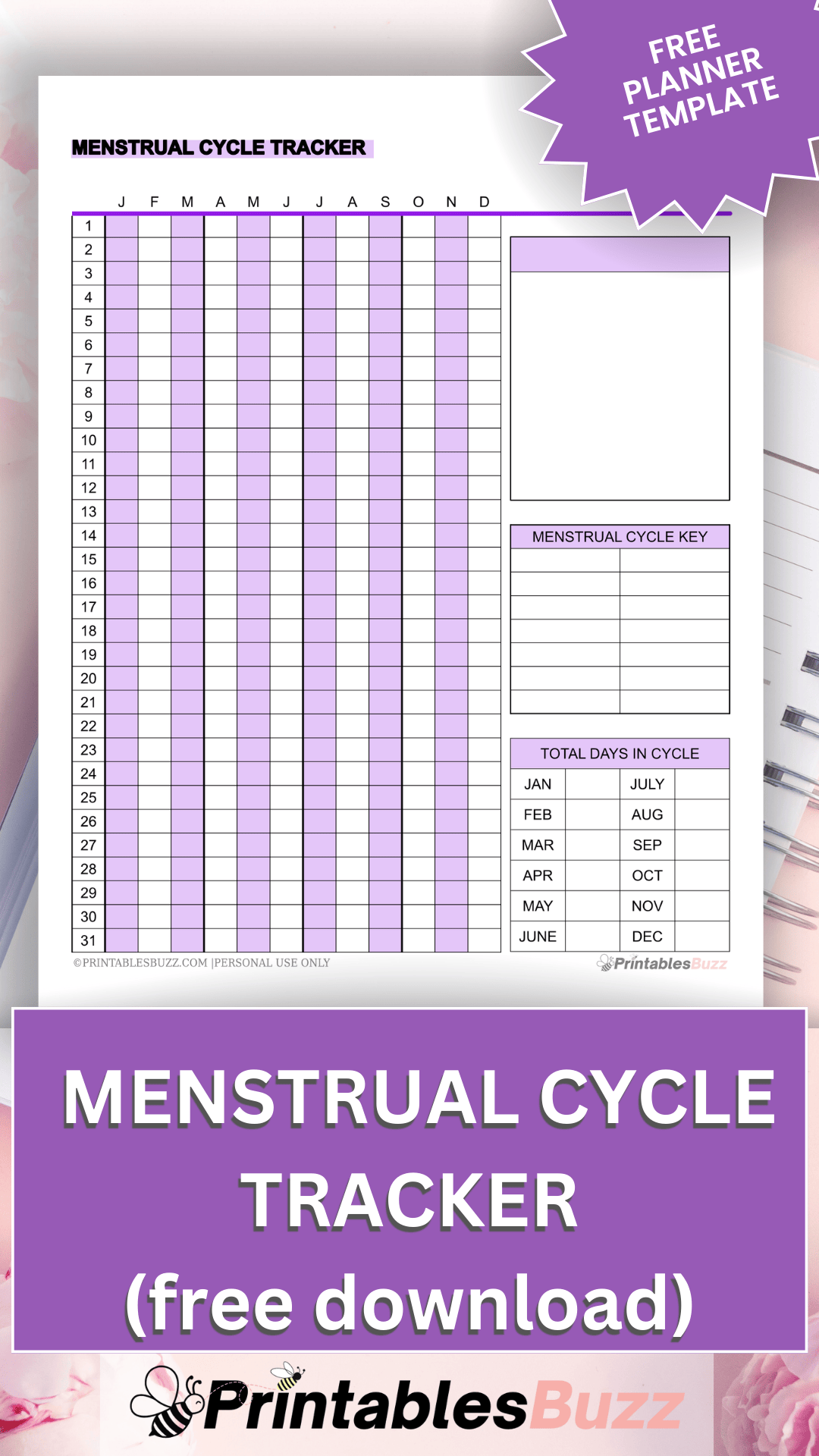 Printable Menstrual Calendar Printables Templates Free 02 FREE MENSTRUAL CYCLE TRACKER LAVENDER 