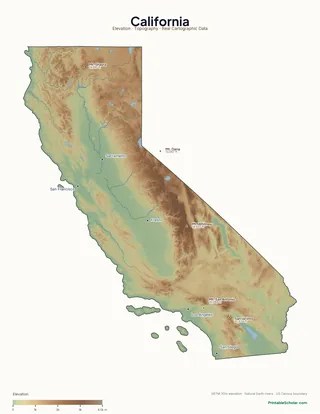 Free Printable Physical Map Of California Topographic Real Data Thumb.webp