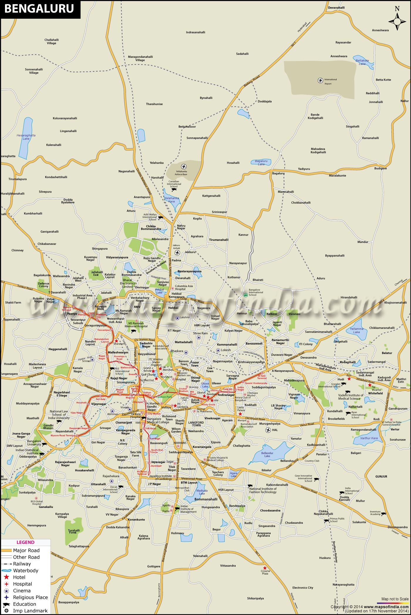 Bangalore City Map Printable Map Bangalore Large City Map 