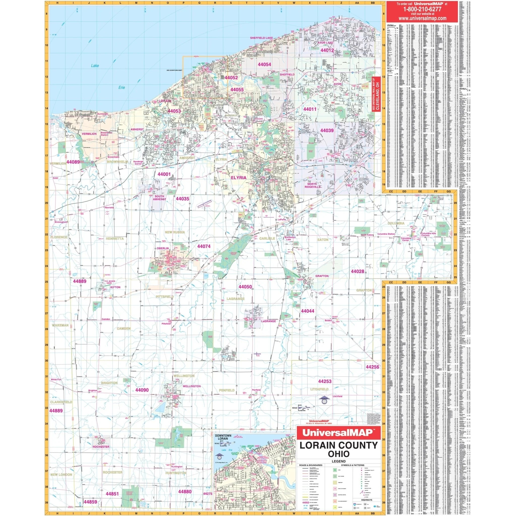 Lorain County Ohio Map Printable Map Lorain County Oh Wall Map.webp