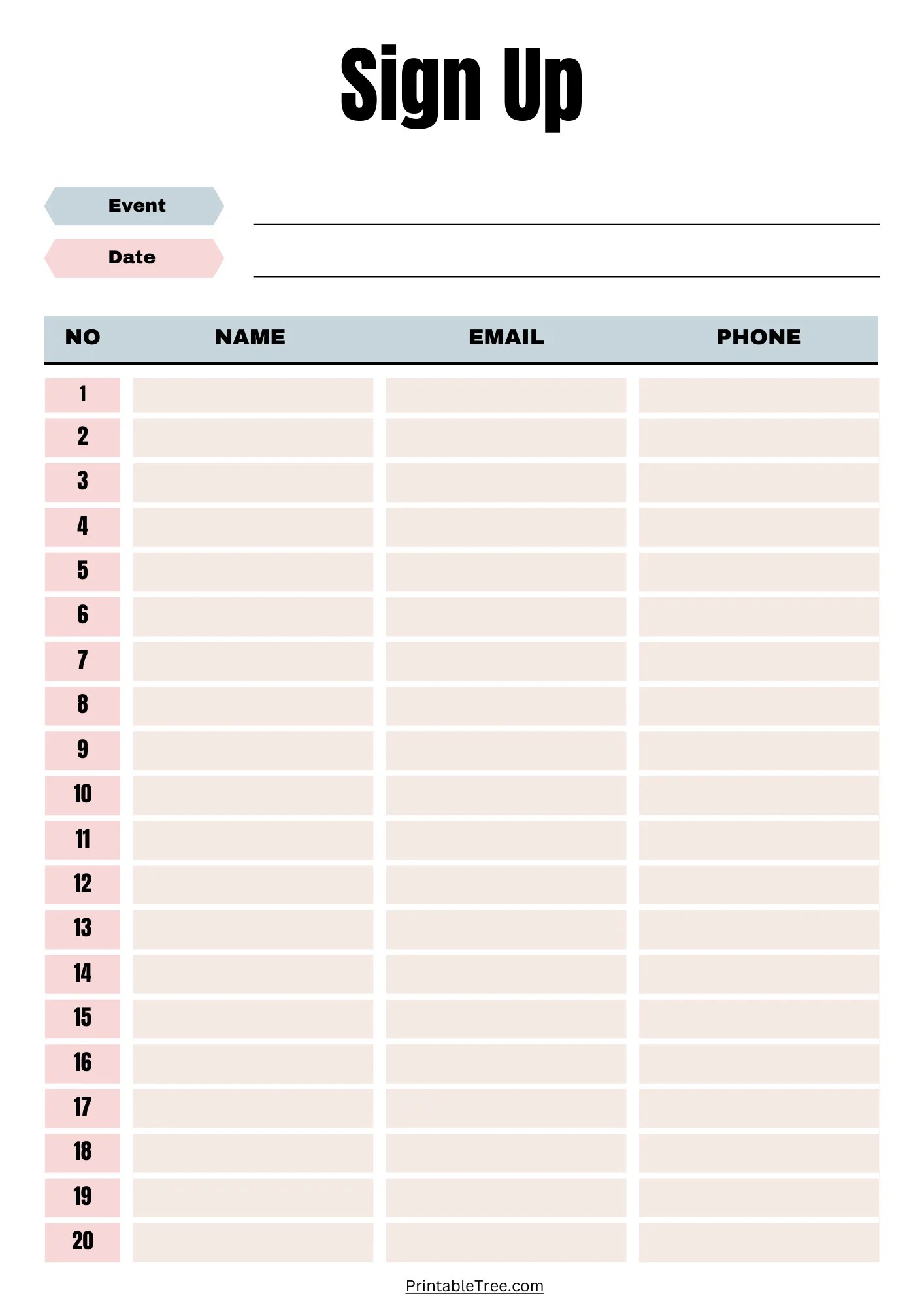 Free Printable Sign In Sheet Template Elegant Sign Up Planner Sheet 
