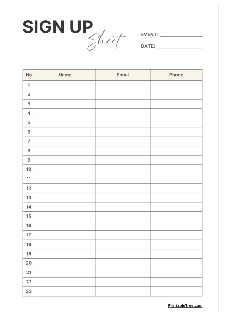 Printable Blank Signing In Sheet Template Printables Templates Free Printable Light Pink Sign Up Sheet Form 768x1086 
