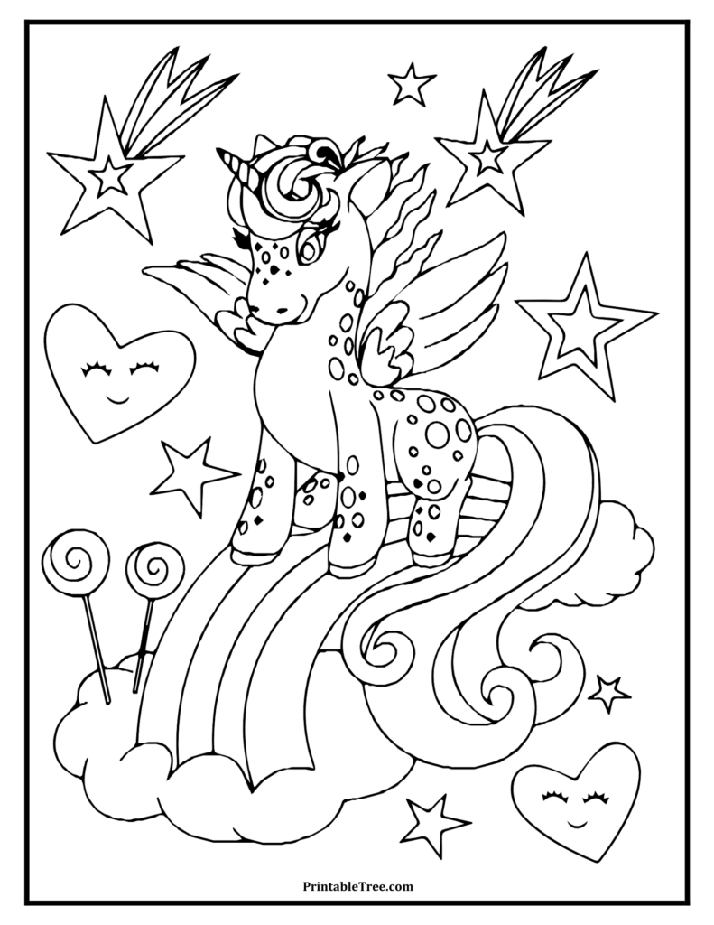 Free printable unicorn coloring pages pdf for kids and adults