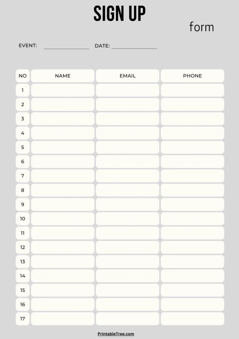 Sign Up Sheet Printable Pdf Printables Templates Free White Gray Sign Up Sheet Form 768x1086 