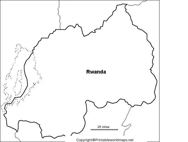 Printable Blank Map Of Rwanda Outline For Educational Use Map Of Rwanda For Practice Worksheet 