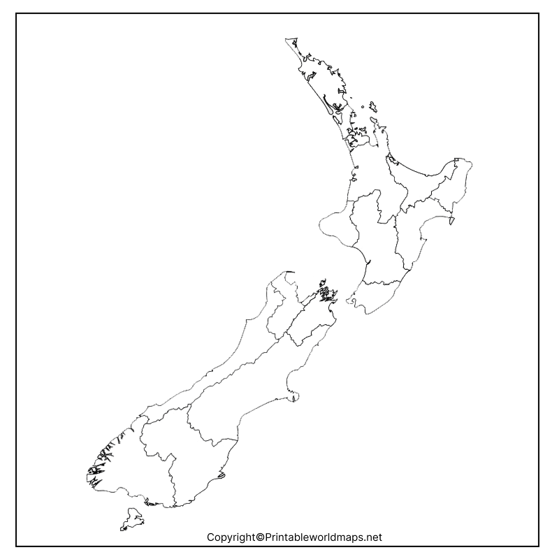 Printable Blank Map Of New Zealand Outline For Study Transparent PNG New Zealand Map 2 
