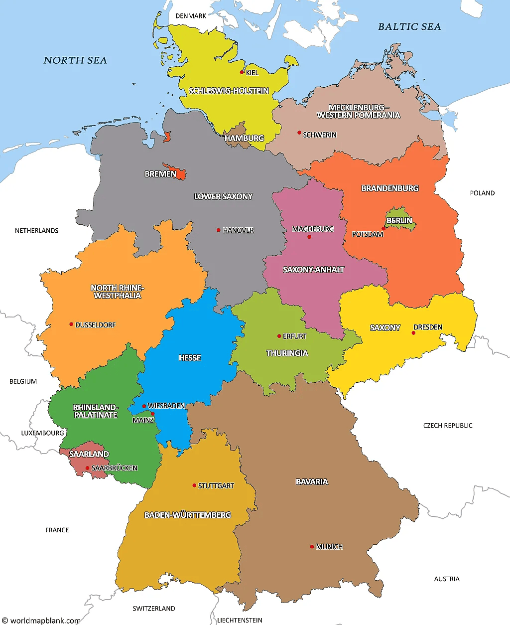 Political Germany Map Map Of Germany With Cities PDF Printable Image 217 