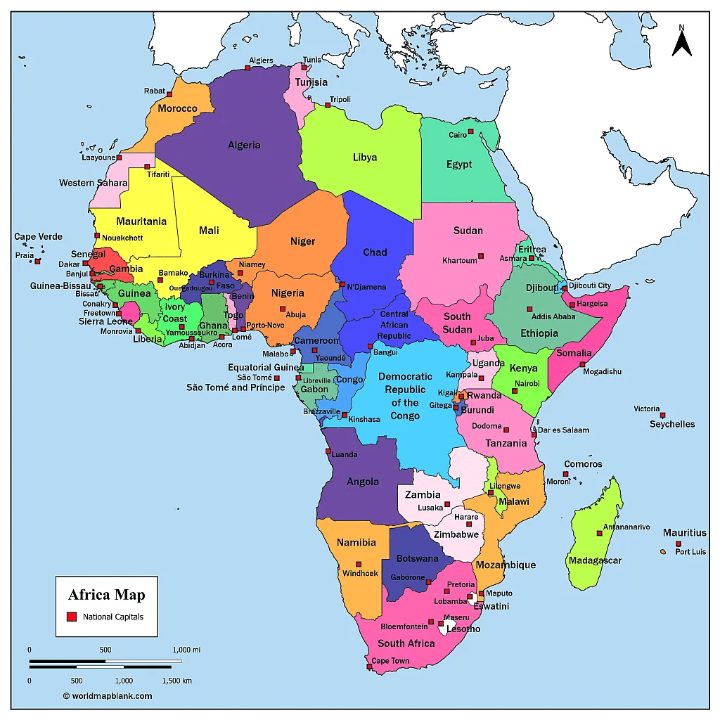 Africa Map With Countries Labeled Map Of Africa PDF Printable Image 3 