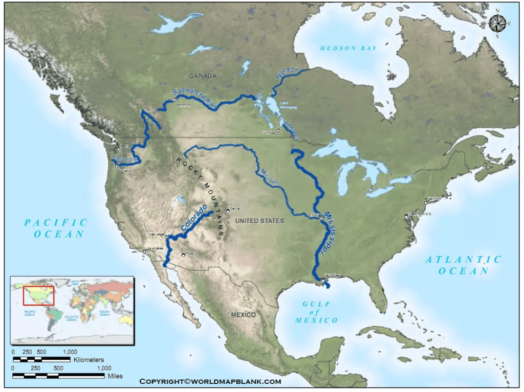 Download And Print Map Of Rivers America Printable Free PDF Image 314.
