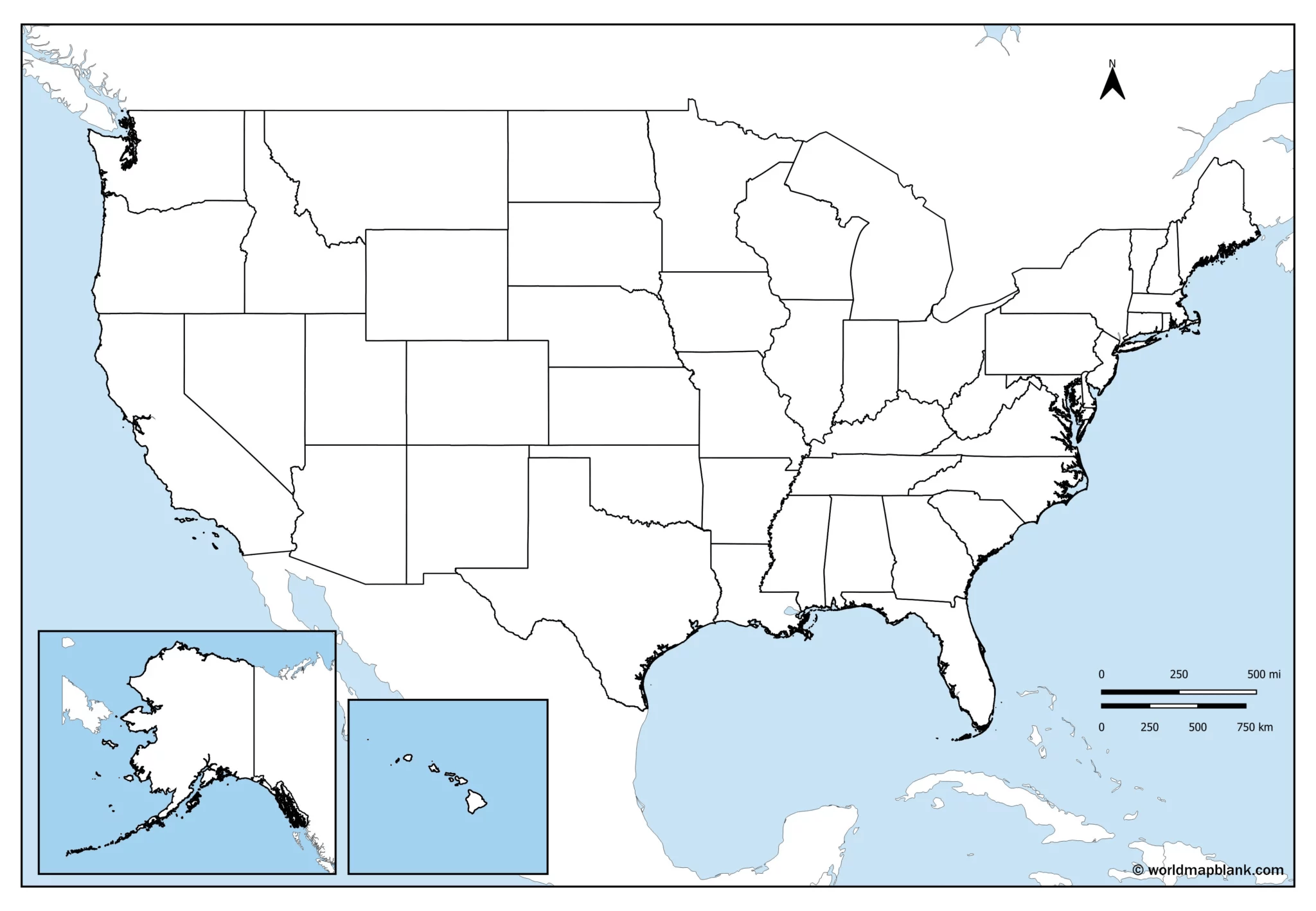 Blank Map Of The United States USA PDF Printable World Maps Image.