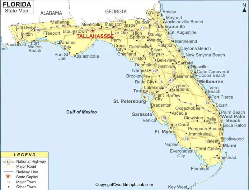 Labeled Map Of Florida With Capital And Cities Guide Image 526 
