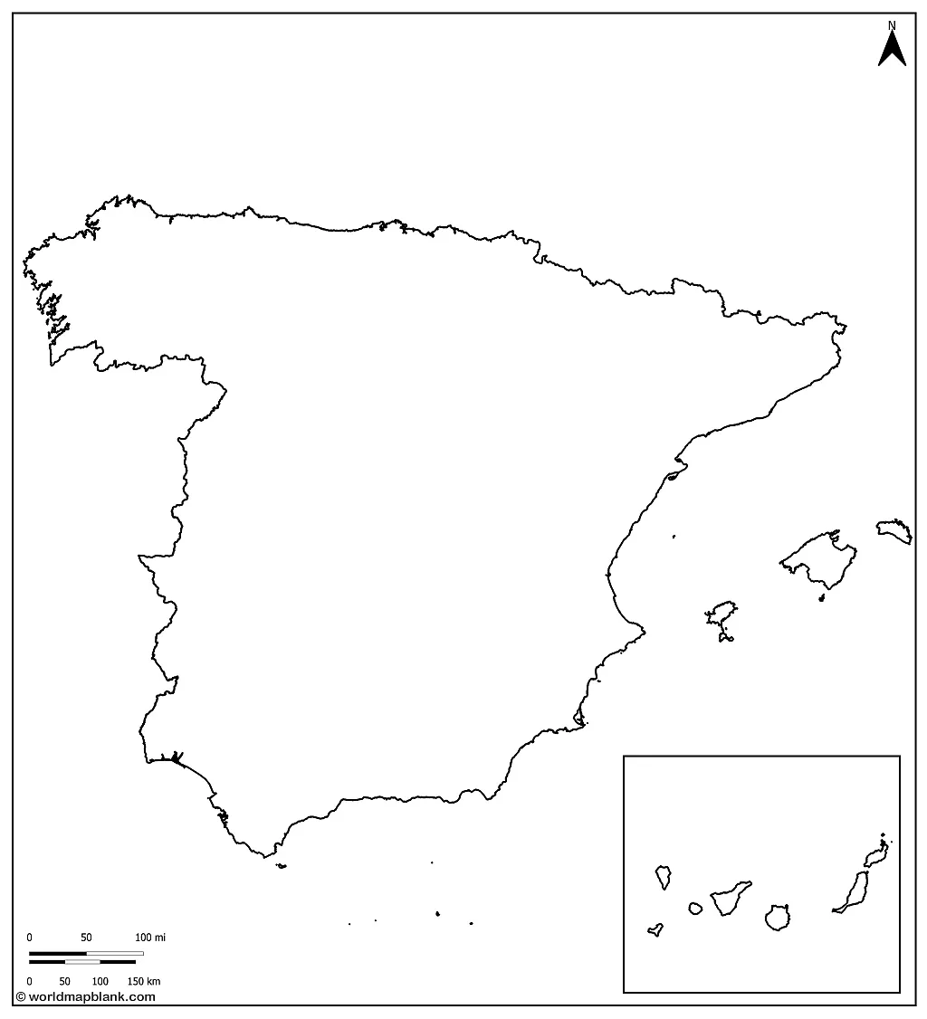Blank Weather Map Of Spain Printable Printables Templates Free Image 59 