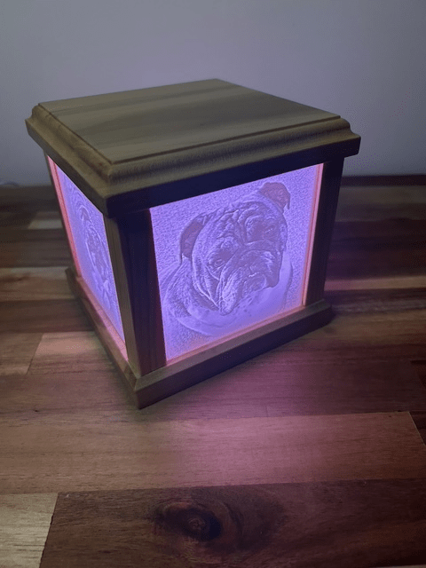 Lighted Pet Memorial Lithophane Box