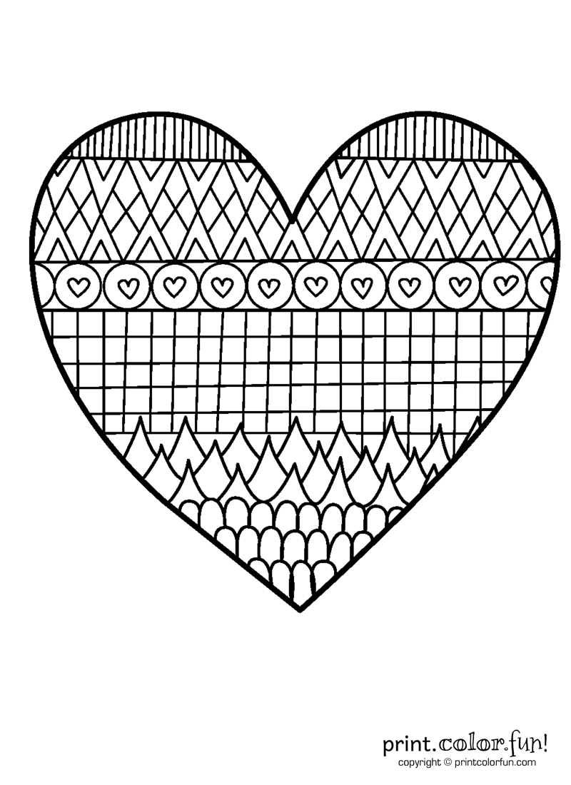Our free and unique heart coloring pages are dedicated to that eternal feeling of love. Patterned Heart Coloring Page Print Color Fun