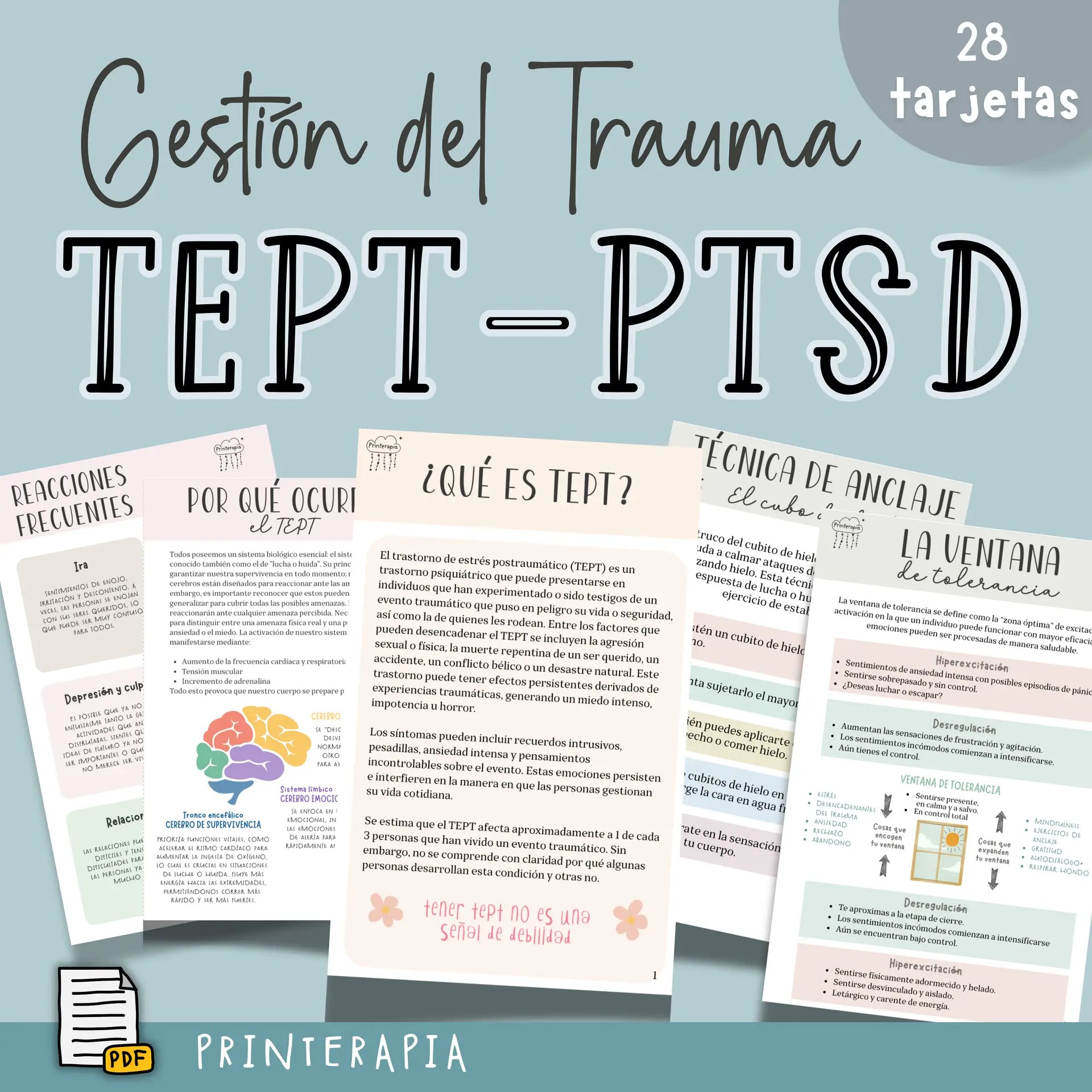 Tarjetas imprimibles TEPT – Recursos para trauma y calma