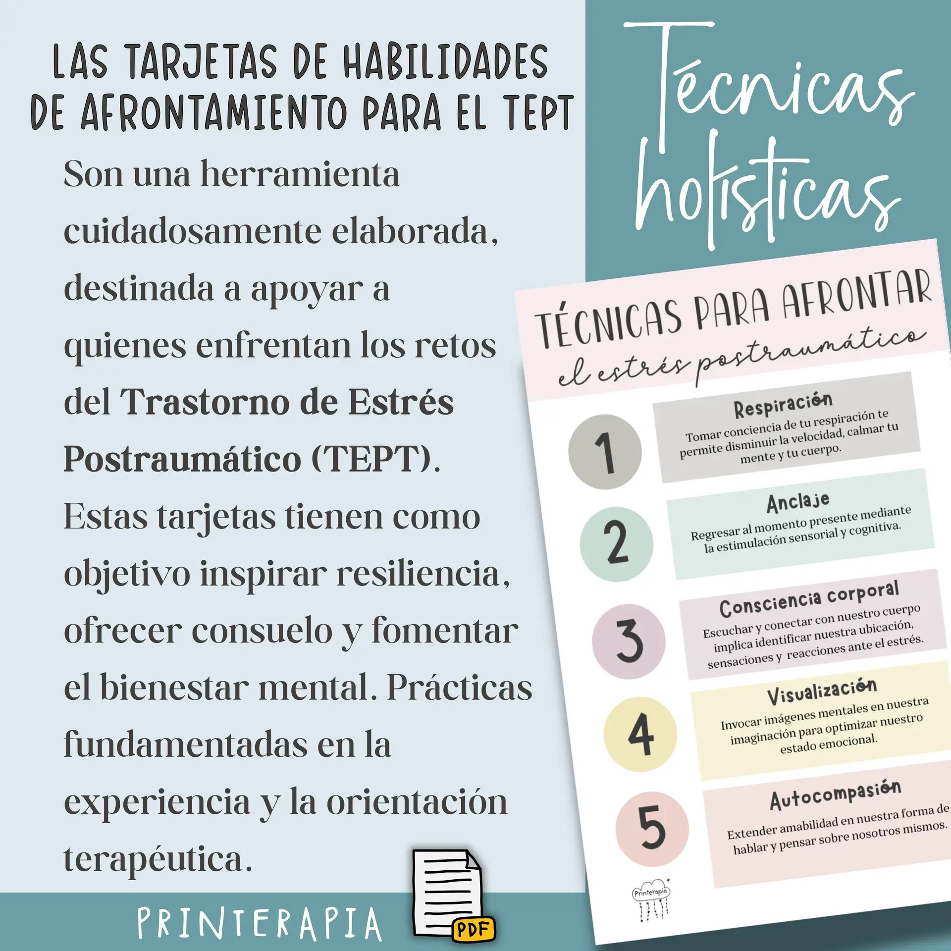 Tarjetas imprimibles TEPT – Recursos para trauma y calma